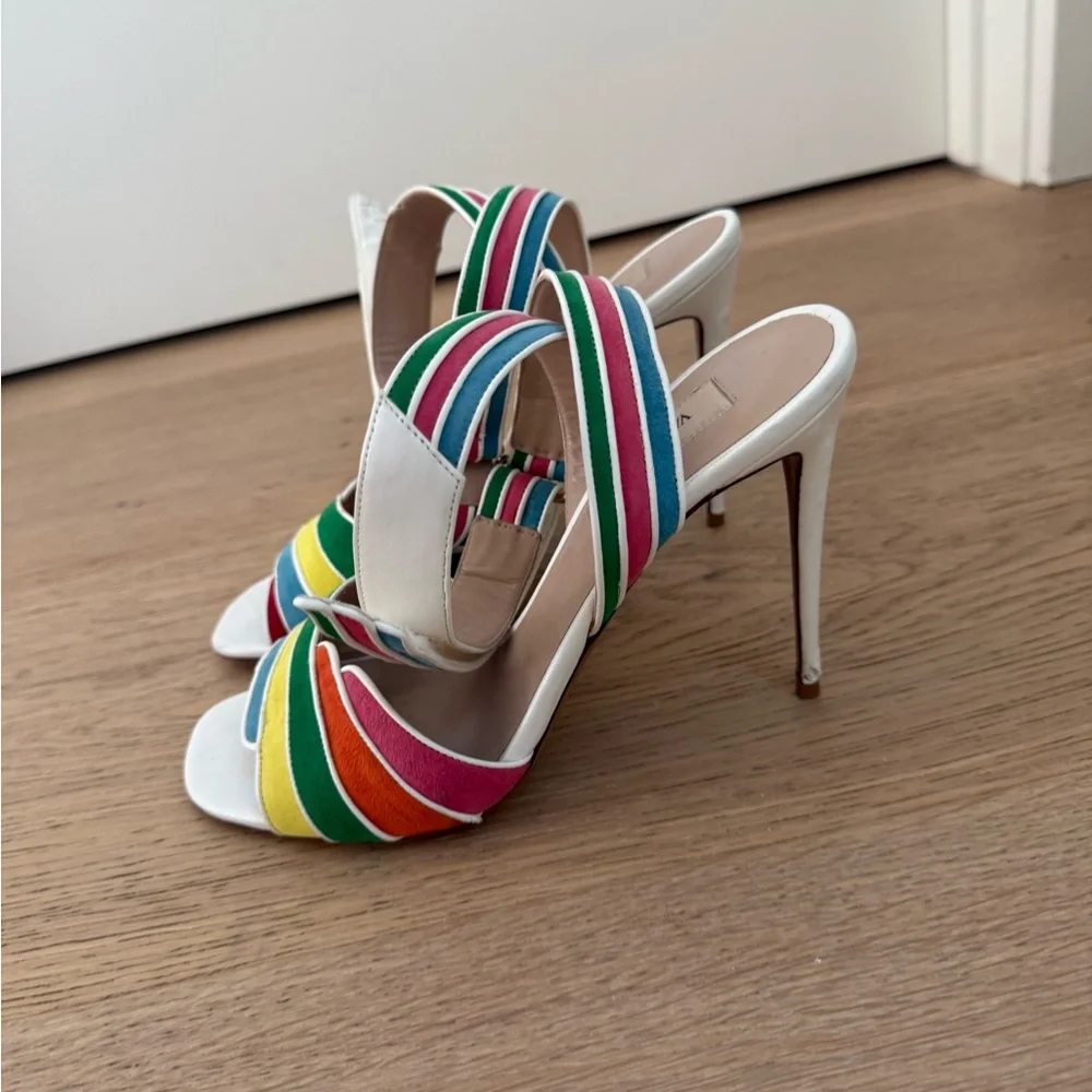 Valentino Garavani Rainbow Suede Strap Heels Size 39